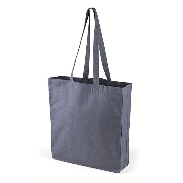 Grå standard mulepose med logotryk (220 g/m², 38×42 cm, side- og bundfals)