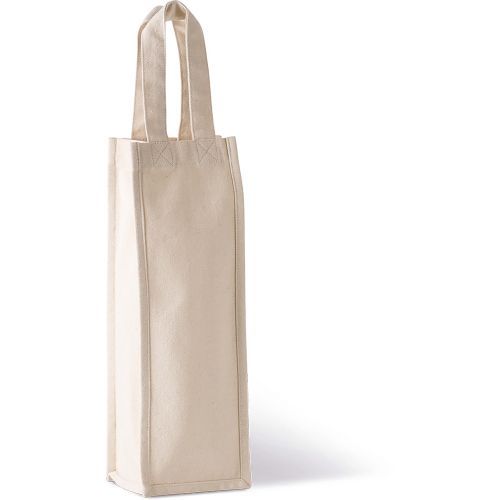Natural Cotton Canvas Wine Bag with Logo Print (310 g/m², 12×36×10 cm)