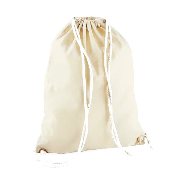 Sacca Sportiva in Cotone con Coulisse Personalizzata - Bianco Naturale