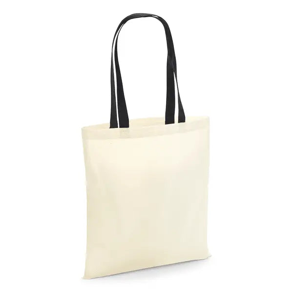 Natural w. Black Handles: Tote Bag with Logo Print (140 g/m², 38×42 cm)