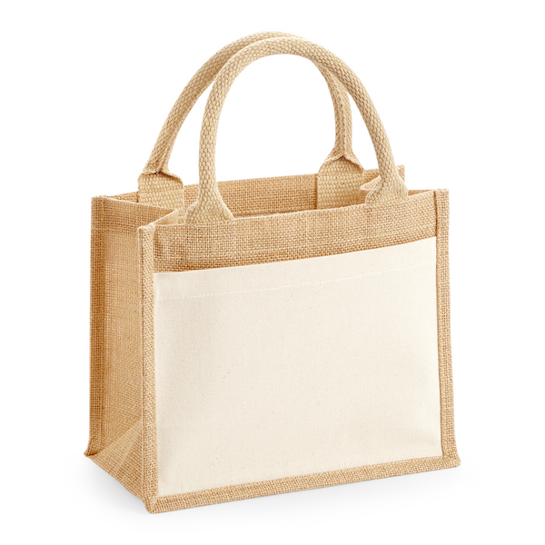 Borsa in Iuta Naturale con Tasca in Cotone 26 × 22 × 14 cm (410 g/m²)