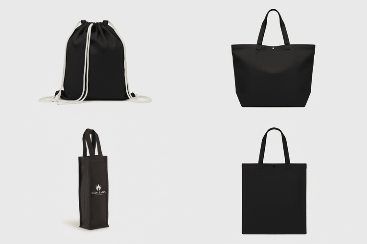 Black Tote Bags with Custom Print