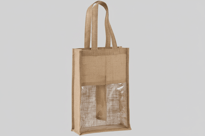 Sac à Vin Double en Toile de Jute avec Impression Personnalisée, 330 g/m² - 3 Coloris
