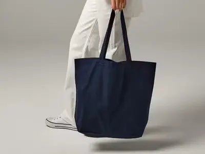 Bolsas de algodón grandes con fuelles y logotipo estampado, 140 g/m²