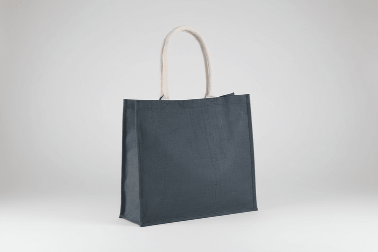 Jute beach bags with custom print, 330 g/m², 42 × 35 cm, shown in a range of colours