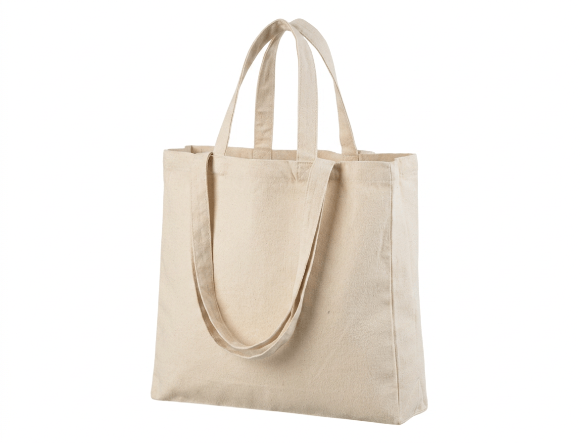 Tote bag personnalisé en coton naturel horizontal à double anses, soufflets latéraux et de fond, 340 g/m² — autre vue