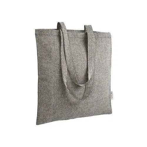 Musta meleerattu kierrätysmateriaalista valmistettu kangaskassi 38 × 42 cm (140 g/m²)
