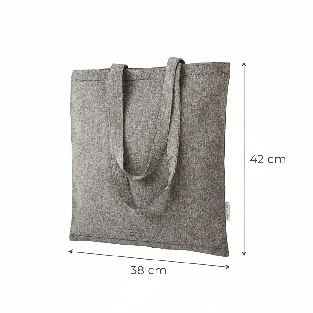 Tote bag personnalisé chiné en matière recyclée noir 38 × 42 cm (140 g/m²) – image 2