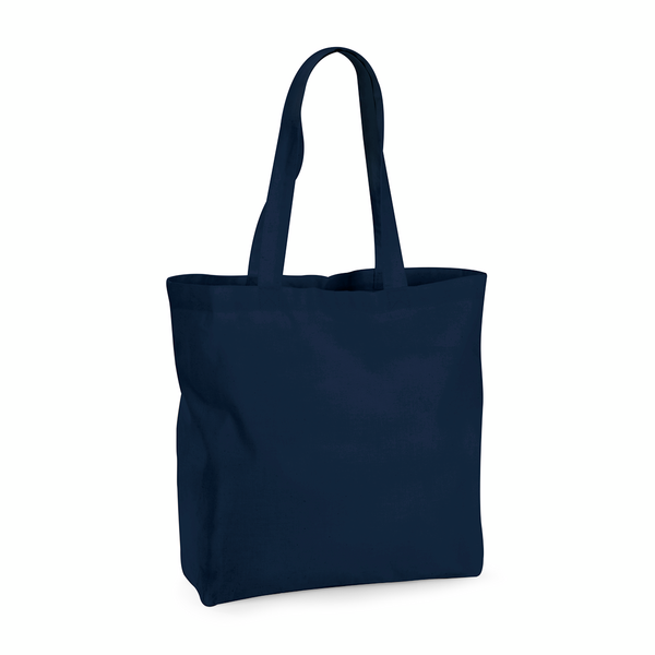 French Navy organic cotton maxi tote with gusset, 35 x 39 cm, 200 g/m², for custom print