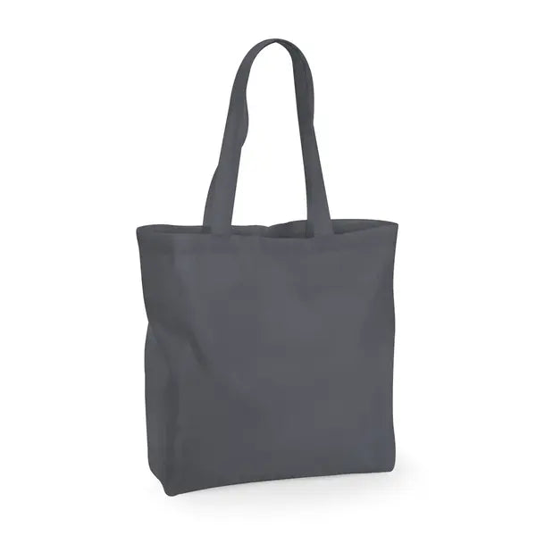 Graphite Grey large gusseted cotton bag 140 g/m² with custom logo print