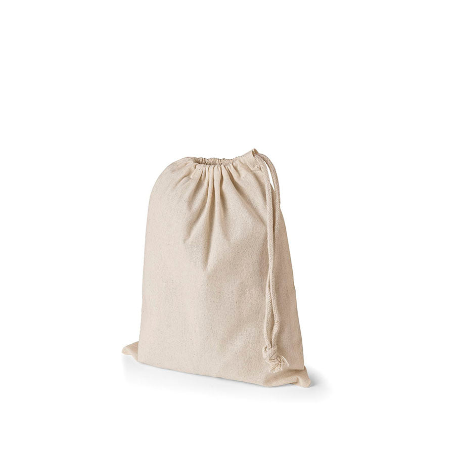 Bomuldsmulepose med snorelukning i den ene side, 140 g/m², M 24 x 30 cm