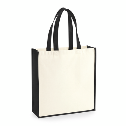 Natur och svart Gallery Canvas-tygkasse med logotryck, 407 g/m², 39 x 42 cm