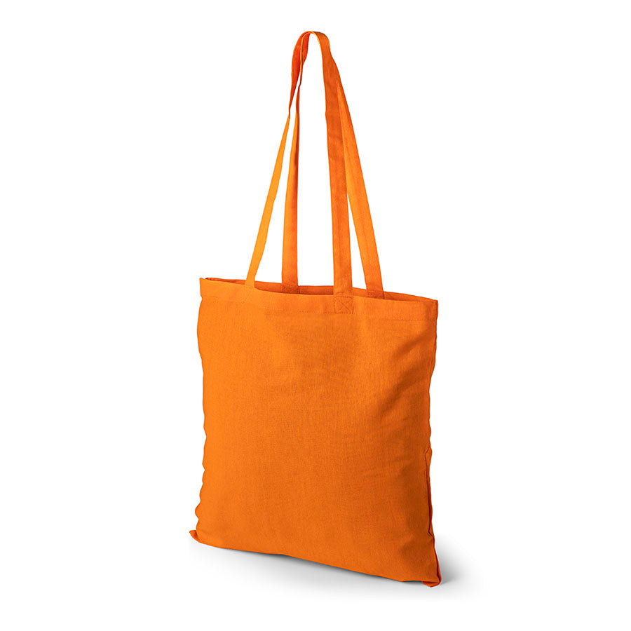Tote bag personnalisé orange en coton avec impression de logo, 140 g/m², 38 × 42 cm