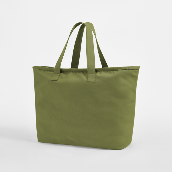 Leuchtend olivgrüner, übergroßer und schwerer Jutebeutel aus Baumwolle, 475 g/m² Canvas, 47 × 40 × 17 cm, bereit zum Bedrucken mit Ihrem Logo