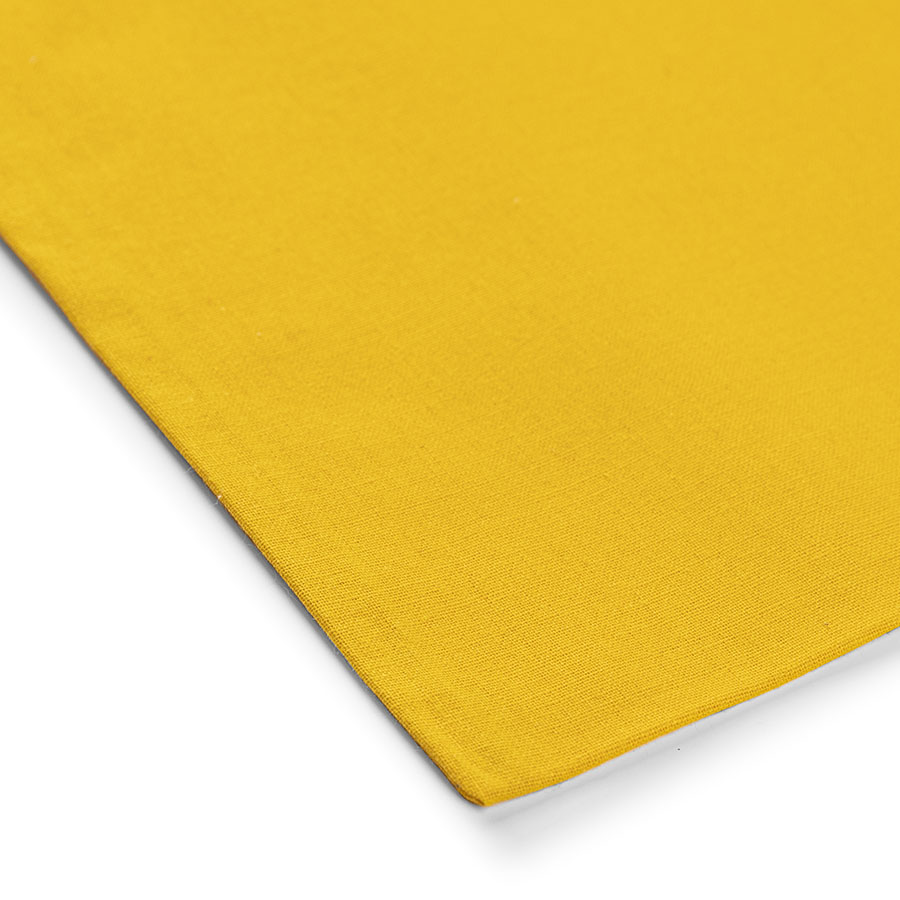 Dettaglio ravvicinato di gialla borsa in tela di cotone con stampa del logo, 140 g/m²