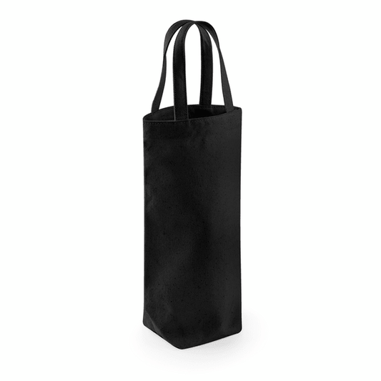 Musta Fairtrade-puuvillainen viinikassi, 407 g/m², 8x27x8 cm