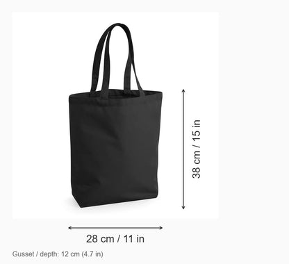 Musta Camden-kangaskassi Fairtrade-puuvillasta, 407 g/m², mitat: leveys 28 cm, korkeus 38 cm, kiila 12 cm