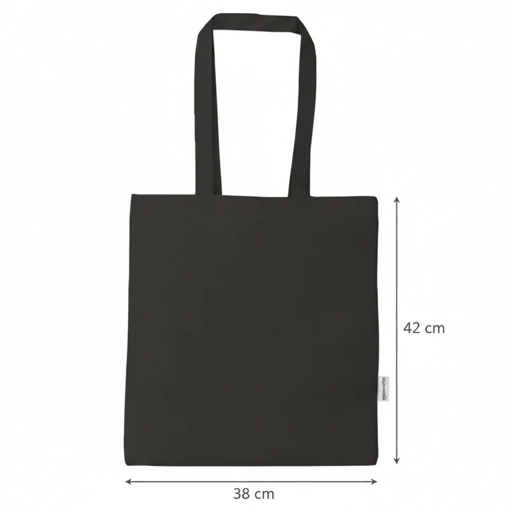 Tote bag personnalisé en coton bio noir 38 × 42 cm – 140 g/m²