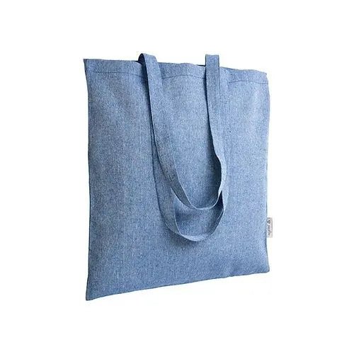 Sininen meleerattu kierrätysmateriaalista valmistettu kangaskassi 38 × 42 cm (140 g/m²)