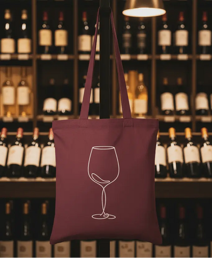Tote bag personnalisé bordeaux en coton avec impression logo (140 g/m², 38×42 cm), image 3