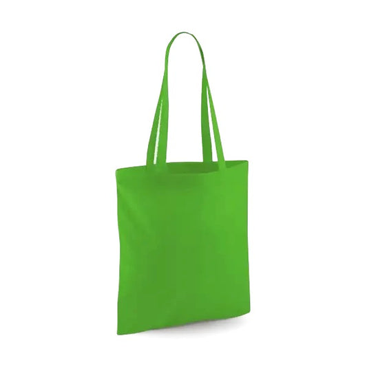 Apple green classic cotton tote bag with long handles and custom logo print, 140 g/m², 38 × 42 cm