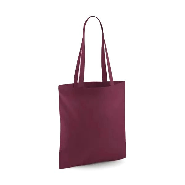 Burgundinpunainen klassinen kangaskassi painatuksella, 140 g/m²