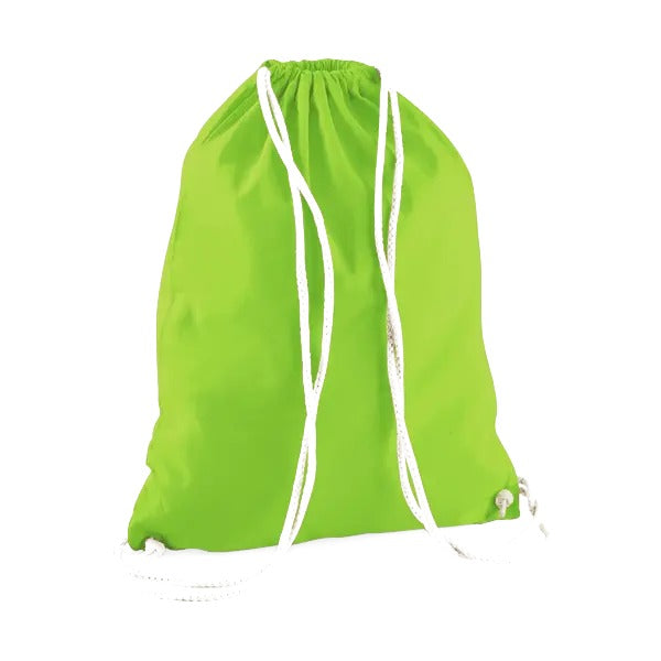 Gymsac à cordon en coton vert lime avec impression de logo personnalisée, 140 g/m²