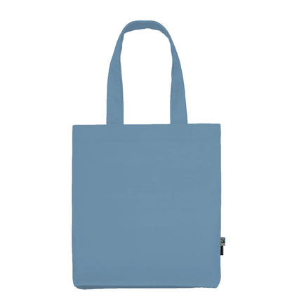 Dusty Indigo Blue Fairtrade Organic Twill Tote Bag with Logo Print