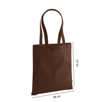 Schwerer Bio-Stoffbeutel aus Baumwoll-Canvas in Cappuccinobeige mit individuellem Druck, 38 × 42 cm, mit Höhen- und Breitenmaßen