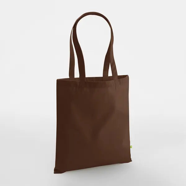 Schwerer Jutebeutel aus Bio-Baumwolle in Cappuccinobeige mit langen Henkeln und individuellem Logodruck, 340 g/m², 38 × 42 cm