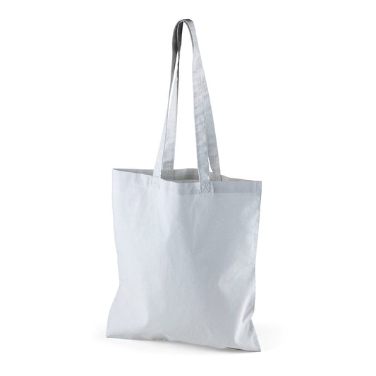 Vaaleanharmaa kangaskassi logopainatuksella, 140 g/m², 38 × 42 cm
