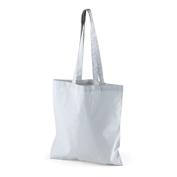 Lysegrå mulepose i bomuld med logotryk (140 g/m², 38×42 cm)
