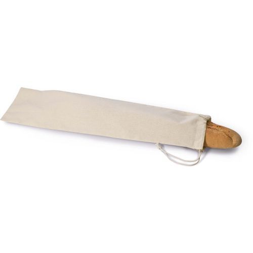 Sacchetto per baguette in cotone naturale con coulisse, 15 × 62 cm, 130 g/m²