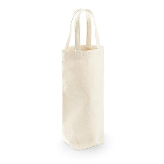 Sac à vin en coton Fairtrade naturel, 407 g/m², 8x27x8 cm