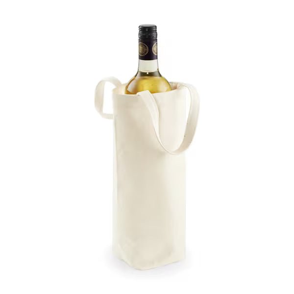 Portabottiglie in cotone naturale con stampa del logo (407 g/m², 8×27×8 cm)