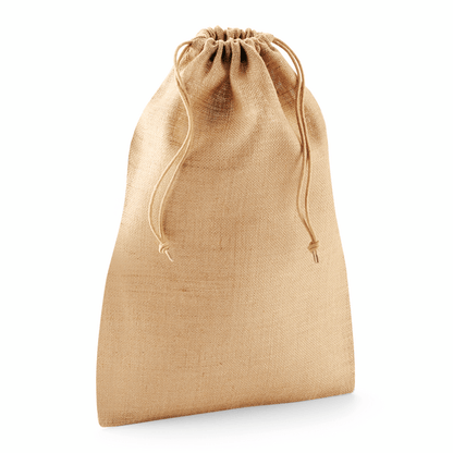 Bolsa de yute con cordón, natural, con estampado personalizado (300 g/m², S, 25 × 30 cm)