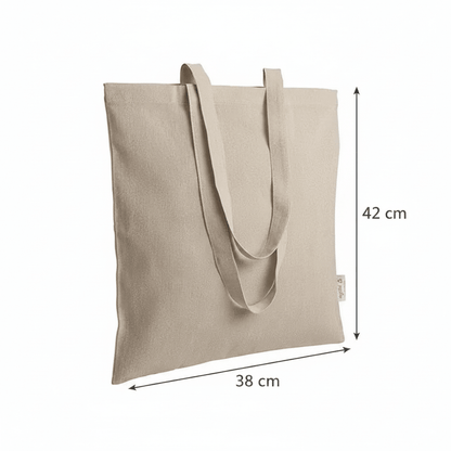 Naturfärgad melerad tygpåse av återvunnet material 38 × 42 cm (140 g/m²) – bild 2