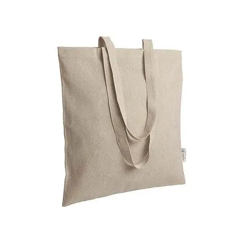 Luonnonvärinen meleerattu kierrätyskangaskassi, 38 × 42 cm, 140 g/m²