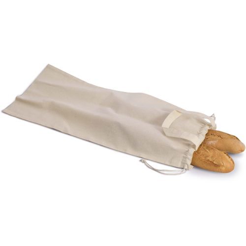 Naturfärgad brödpåse i ekologisk bomull med handtag och dragsko, 29 × 70 cm, 150 g/m²