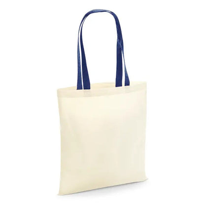 Tote bag en coton avec anses colorées et impression personnalisée – Bleu marine
