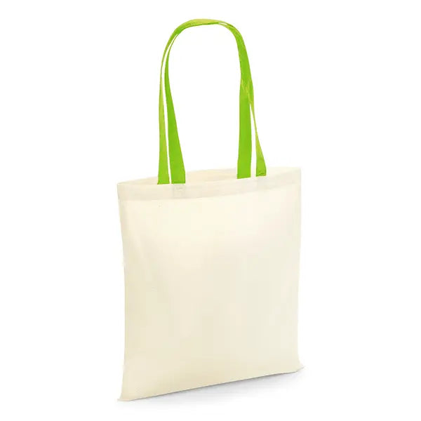 Tote bag en coton avec anses colorées et impression personnalisée – Vert citron