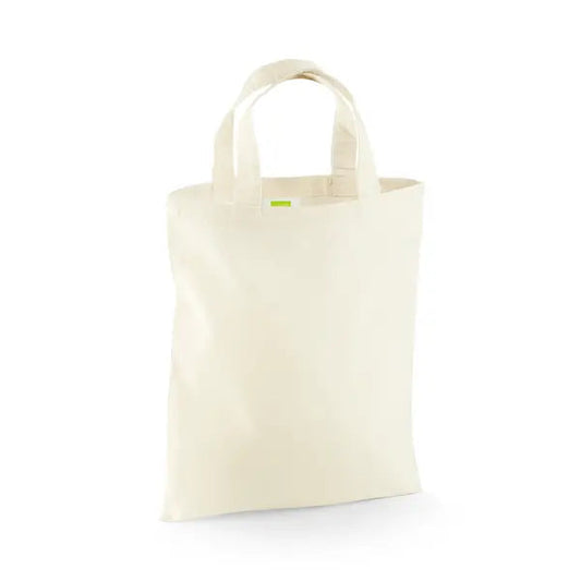 Luonnonvärinen mini puuvillakassi omalla logopainatuksella, 140 g/m², 26 × 32,5 cm