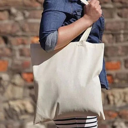 Tote bag personnalisé en coton bio blanc naturel avec longues anses 38 × 42 cm – 140 g/m²