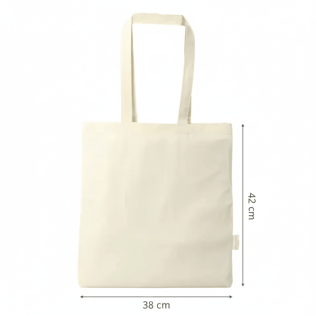 Tote bag personnalisé en coton bio blanc naturel 38 × 42 cm (140 g/m²) – image 2