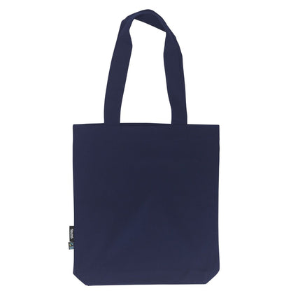 Tote Bag Personnalisé Bleu Marine en Twill de Coton Biologique et Fairtrade, Impression Logo