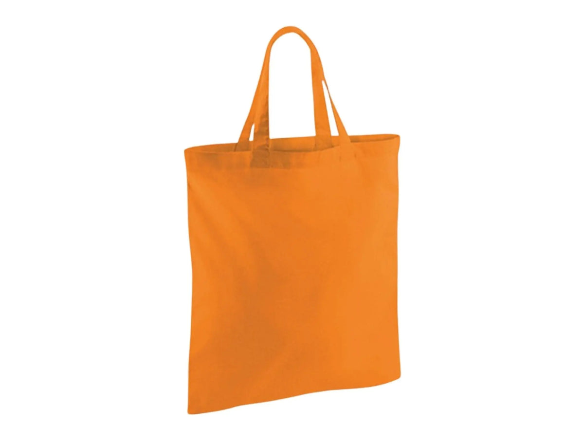 Oranssi puuvillakassi lyhyillä kahvoilla ja logopainatuksella, 140 g/m², 38 x 42 cm