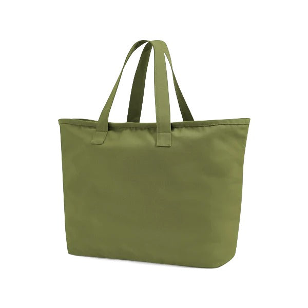 Übergroßer, strapazierfähiger Canvas-Jutebeutel in leuchtendem Olivgrün aus 475 g/m² Baumwoll-Canvas, 47 × 40 × 17 cm, bereit für individuellen Logodruck