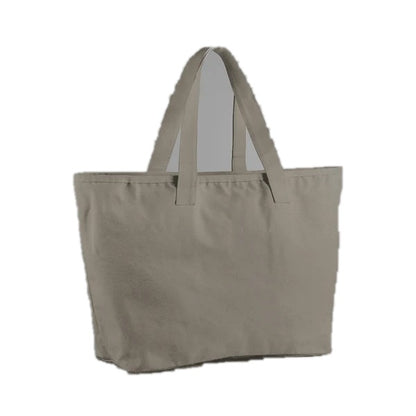 Svampefarvet ekstra stor, slidstærk canvas-mulepose i 475 g/m² bomuldscanvas, 47 × 40 × 17 cm, klar til tryk med eget logo