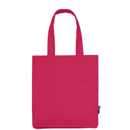 Pink Fairtrade-økologisk twillmulepose med logotryk
