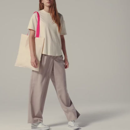 Natural w. Fuchsia Pink Handles: Tote Bag with Custom Print (140 g/m², 38×42 cm) – video